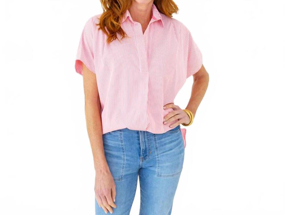 NEW CARYN LAWN kelly top in pink stripe
